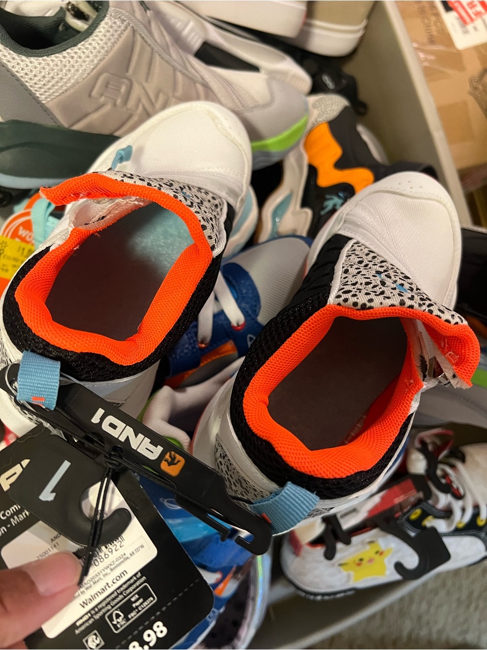 And1 Kids Sneakers in White with Bright Orange Lining
